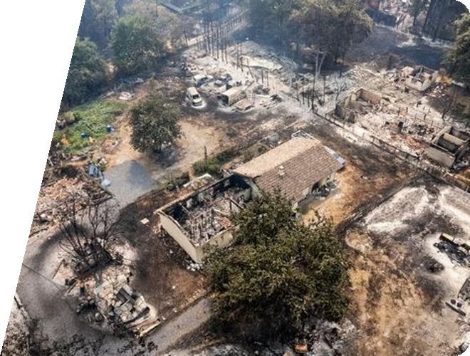 Zone sinistrée par les incendies de l'été 2026